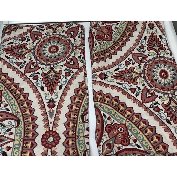 2 Cynthia Rowley Medallion Pattern King Pillow Shams Pillowcases Boho Cotton - Picture 1 of 3